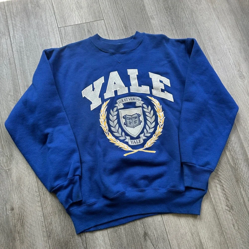 Vintage 80s/90s Yale University Champion Crewneck Sweatshirt Blue mens Large
